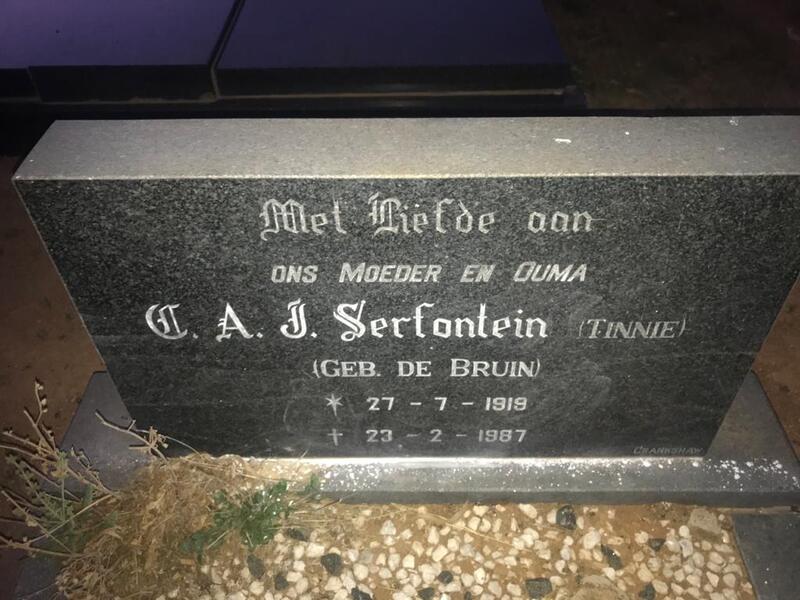 SERFONTEIN C.A.J. nee DE BRUIN 1919-1987