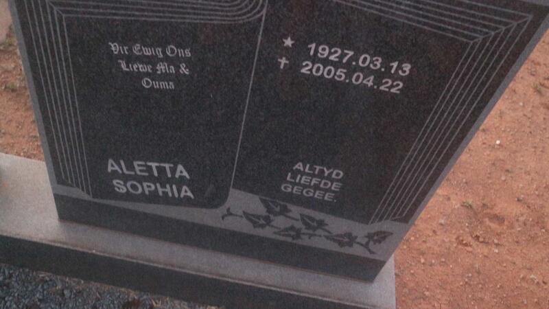 ROUX Aletta Sophia 1927-2005