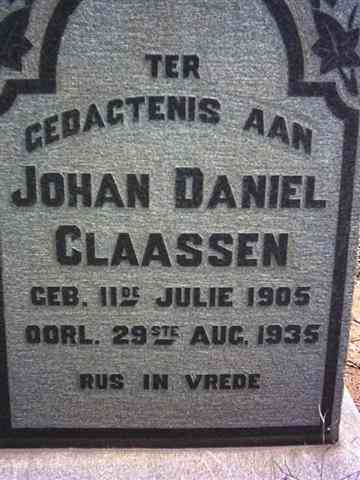 CLAASSEN Johan Daniel 1905-1935