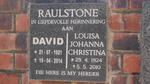 RAULSTONE David 1921-2014 & Louisa Johanna Christina 1924-2010