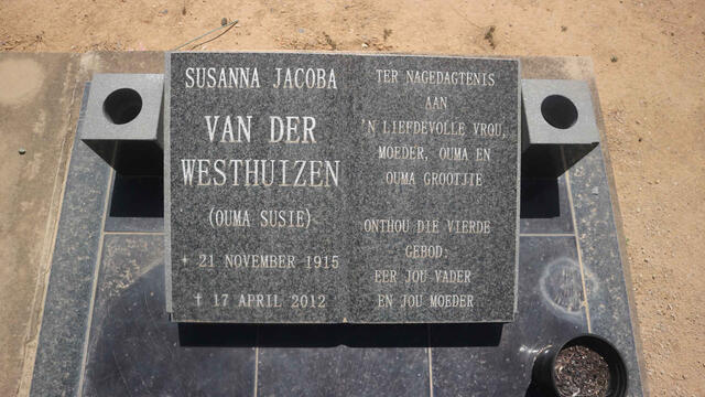 WESTHUIZEN Susanna Jacoba, van der 1915-2012