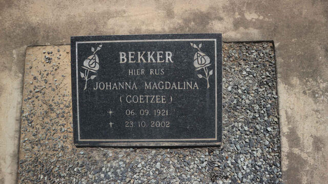 BEKKER Johanna Magdalina nee COETZEE 1921-2002