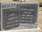 KEULER Carel Lodewyk 1889-1973 & Martha Maria COETZEE nee JORDAAN 1904-1994