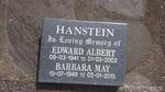 HANSTEIN Edward Albert 1941-2002 & Barbara May 1949-2015