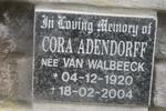 ADENDORFF Cora nee VAN WALBEEK 1920-2004