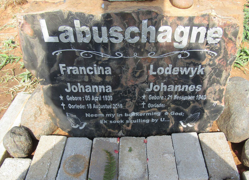 LABUSCHAGNE Lodewyk Johannes 1940- & Francina Johanna 1939-2019
