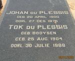 PLESSIS Johan, du 1900-1976 & Tok BOOYSEN 1904-1988