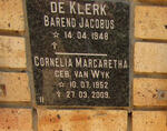 KLERK Barend Jacobus, de 1948- & Cornelia Margaretha VAN WYK 1952-2009