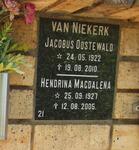 NIEKERK Jacobus Oostewald, van 1922-2010 & Hendrina Magdalena 1927-2005