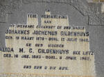 GILDENHUYS Johannes Jochemus 1878-1946 & Alida M.C. LOTZ 1883-1962