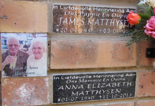 MATTHYSEN James 1936-2010 & Anna Elizabeth 1940-2013