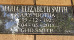 SMITH Maria Elizabeth nee BOTHA 1921-2012