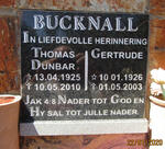 BUCKNALL Thomas Dunbar 1925-2010 & Gertrude 1926-2003