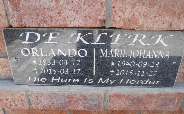 KLERK Orlando, de 1933-2015 & Marie Johanna 1940-2015