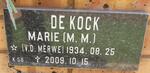 KOCK M.M., de nee v.d. MERWE 1934-2009