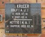 KRUGER A.J. 1928-2007 & H.A. nee DUPPER 1933-