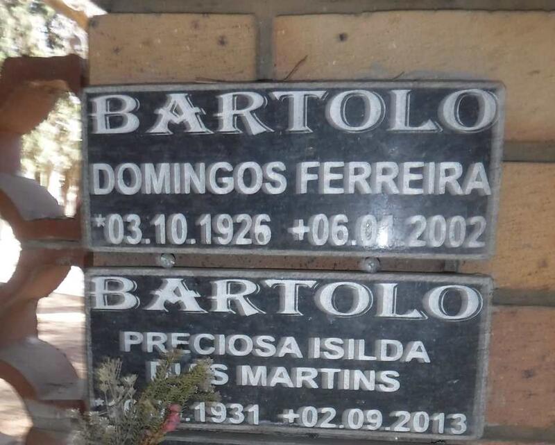 BARTOLO Domingos Ferreira 1926-2002 & Preciosa Isilda Martins 1931-2013