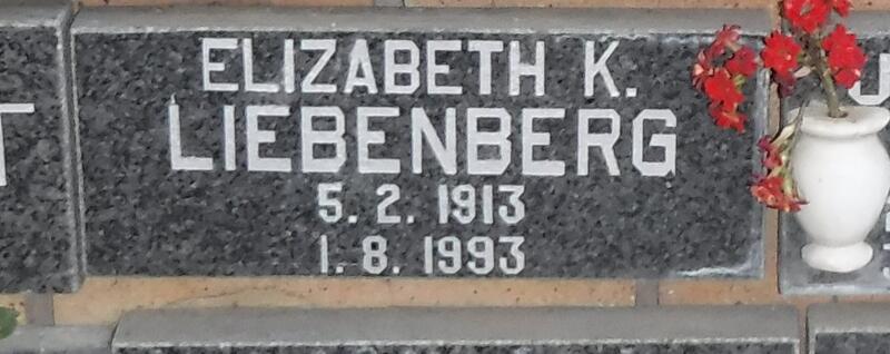 LIEBENBERG Elizabeth K. 1913-1993