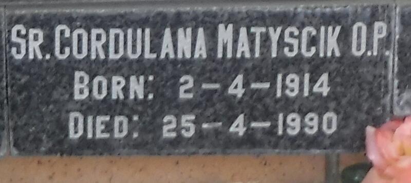 MATYSCIK Cordulana 1914-1990