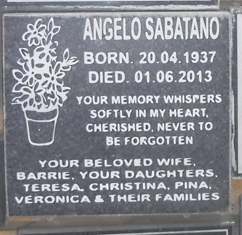 SABATANO Angelo 1937-2013