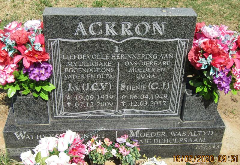 ACKRON J.C.V. 1939-2009 & C.J. 1949-2017