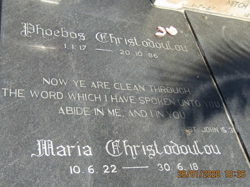CHRISTODOULOU  Phoebos 1917-1986 & Maria 1922-2018