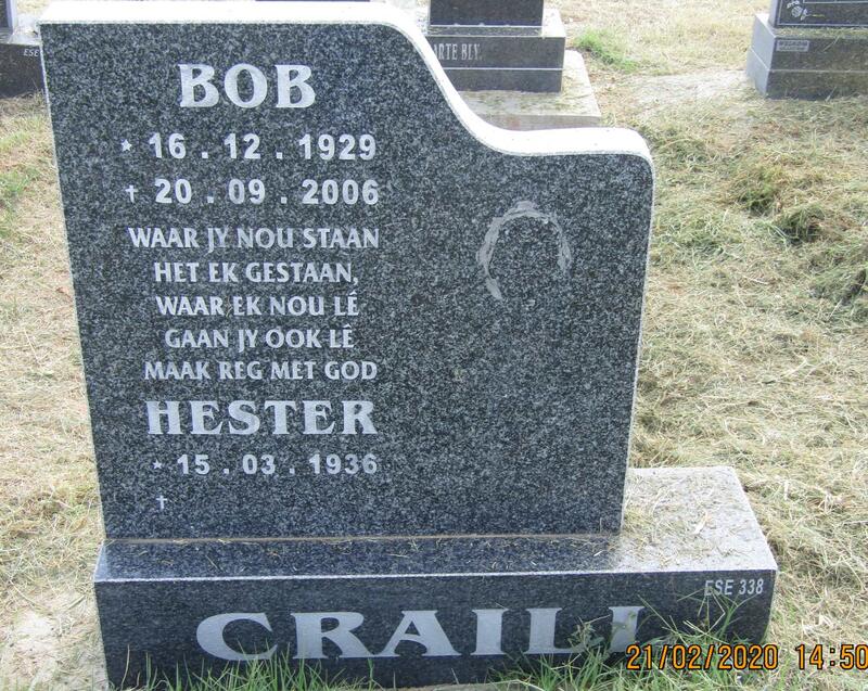 CRAILL Bob 1929-2006 & Hester 1936-