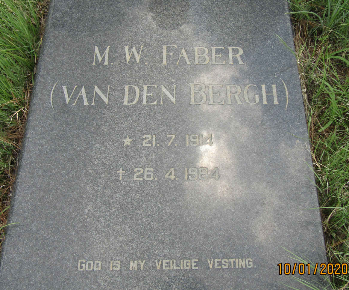 FABER M.W. nee VAN DEN BERGH 1914-1984