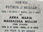 MULLER Petrus J. 1873-1854 & Anna Maria Magdalena VISSER 1885-1958