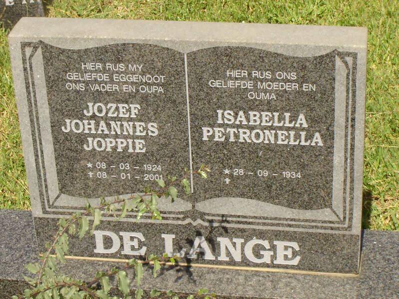 LANGE Jozef Johannes Joppie, de 1924-2001 & Isabella Petronella 1934-