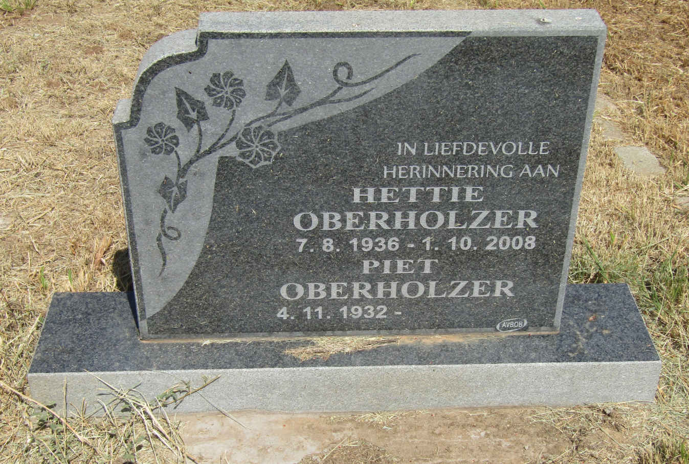 OBERHOLZER Piet 1932- & Hettie 1936-2008