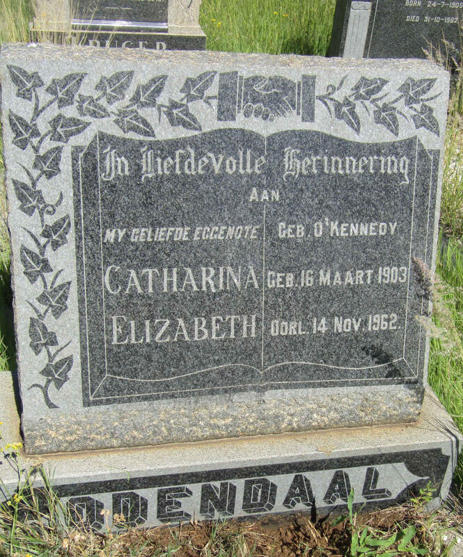 ODENDAAL Catharina Elizabeth nee O'KENNEDY 1903-1962