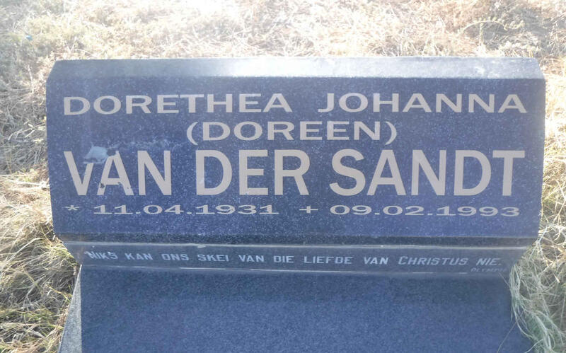 SANDT Dorethea Johanna, van der 1931-1993