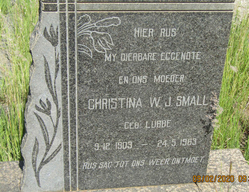 SMALL Christina W.J. nee LUBBE 1903-1963