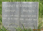 SNYMAN Ignatius P.L. 1890-1965 & Antoinette 1897-1997