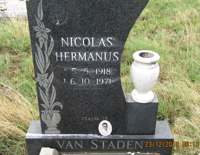 STADEN Nicolas Hermanus, van 1918-1971