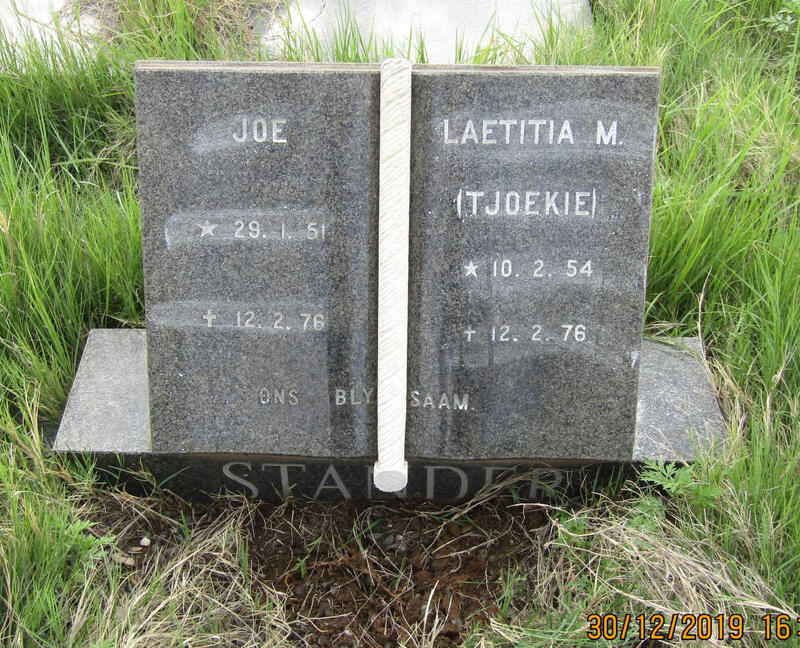 STANDER Joe 1951-1976 & Laetitia M. 1954-1976