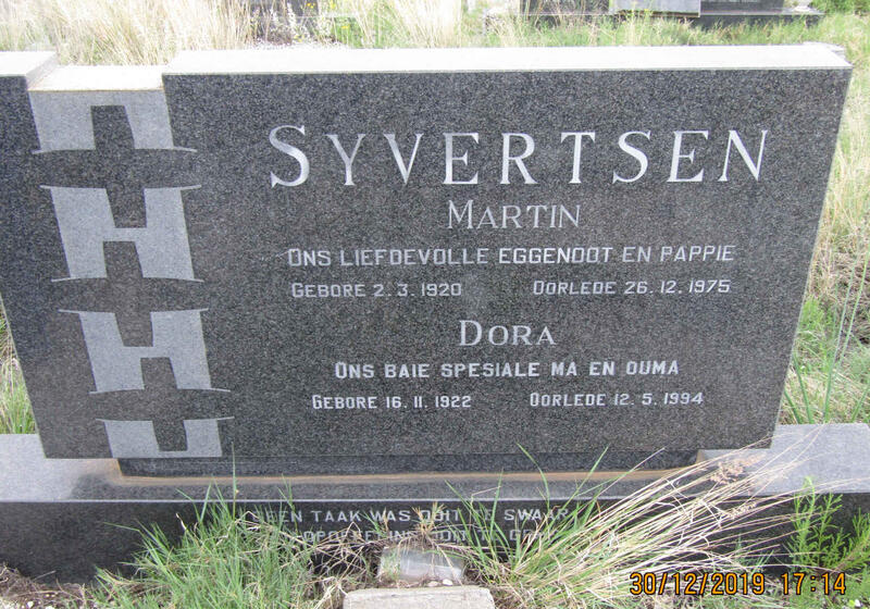 SYVERTSEN Martin 1920-1975 & Dora 1922-1994