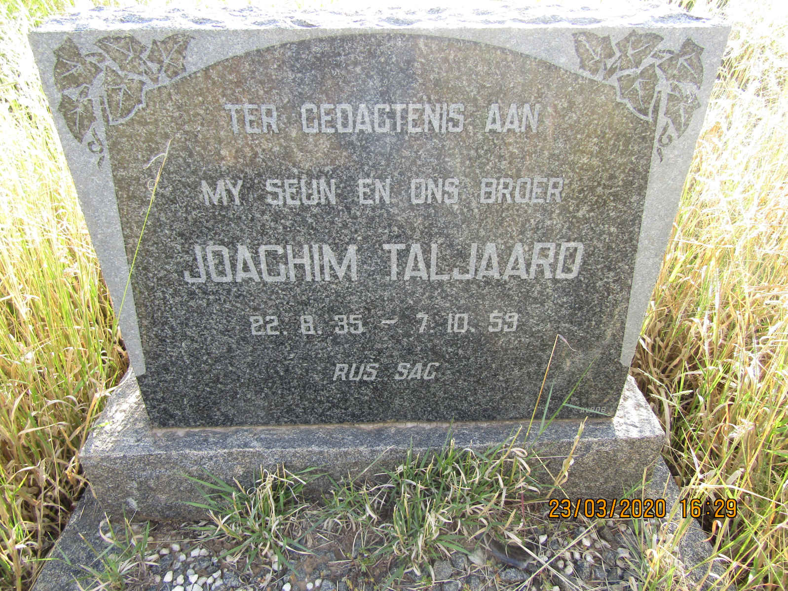 TALJAARD Joachim 1935-1959