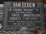 EEDEN Obed Christy, van 1913-1997 & Maud Rozena POOLE 1916-2003