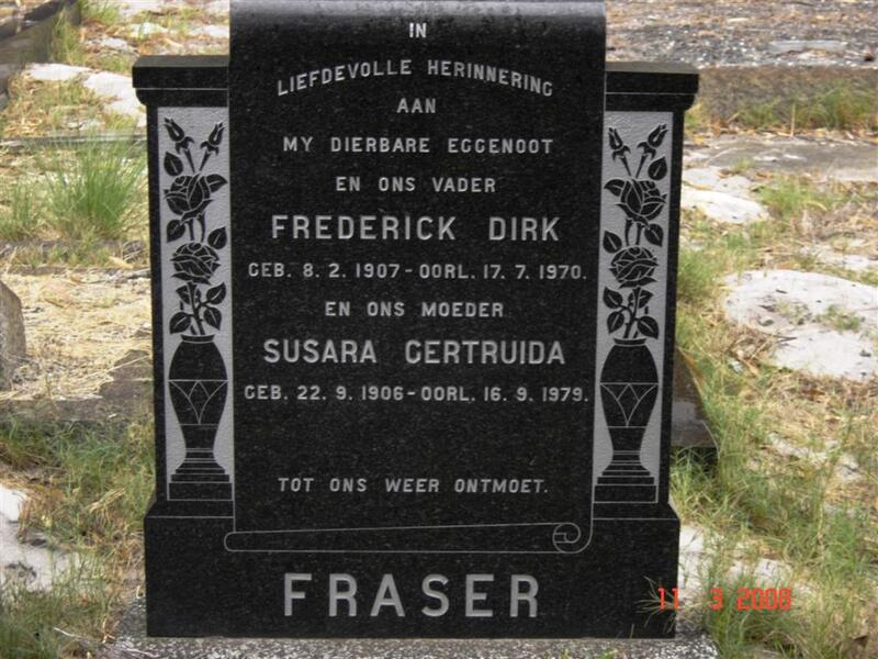 FRASER Frederick Dirk 1907-1970 & Susara Gertruida 1906-1979