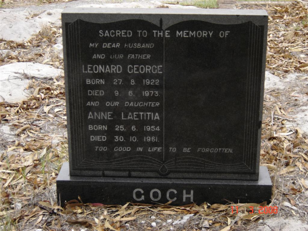 GOCH Leonard George 1922-1973 :: GOCH Anne Laetitia 1954-1961