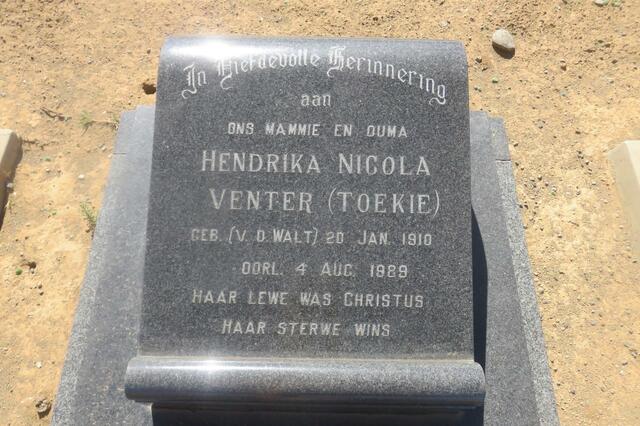 VENTER Hendrika Nicola nee V.D. WALT 1910-1989