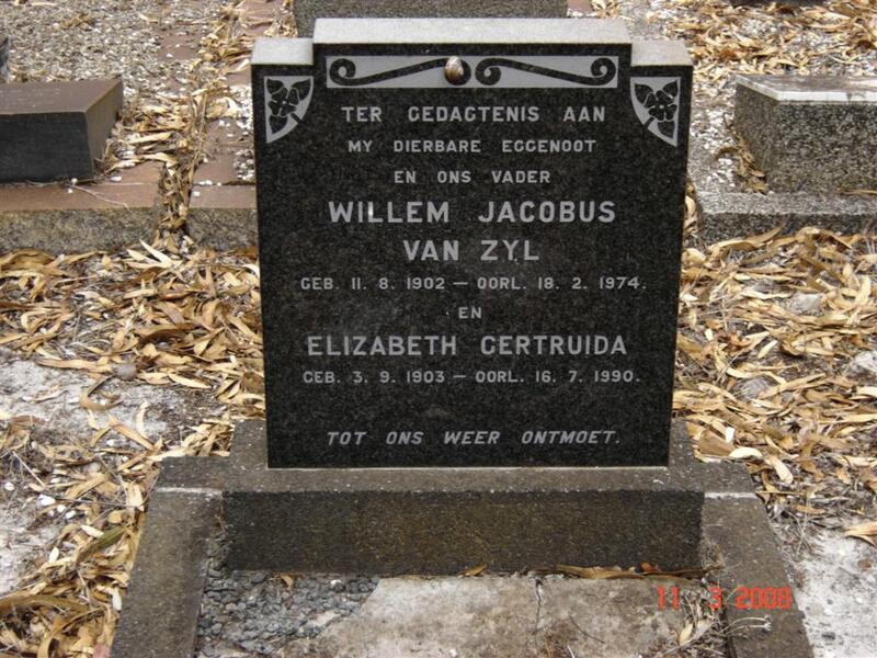 ZYL Willem Jacobus, van 1902-1974 & Elizabeth Gertruida 1903-1990