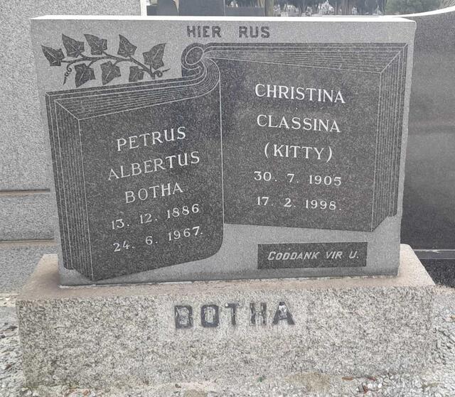 BOTHA Petrus Albertus 1886-1967 & Christina Classina RAS 1905-1998