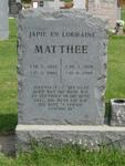 MATTHEE Japie 1935-2003 & Lorraine 1939-2005