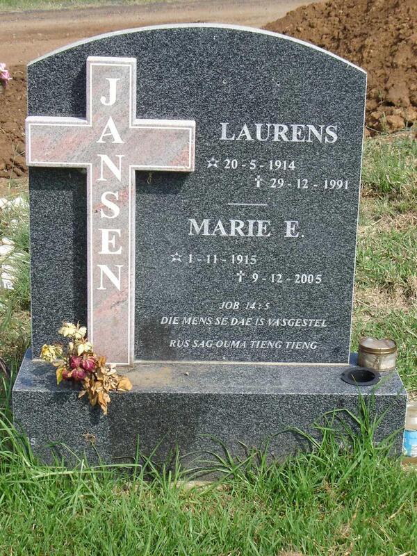 JANSEN Laurens 1914-1991 & Marie E. 1915-2005