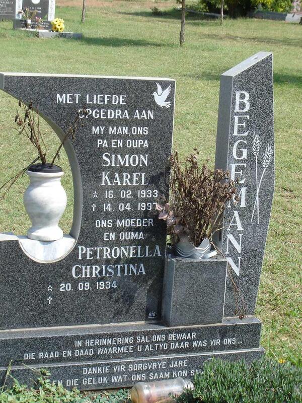 BEGEMANN Simon Karel 1922-1997 & Petronella Christina 1934-