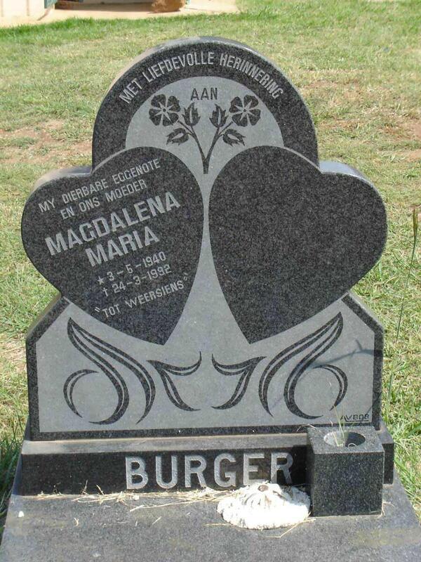 BURGER Magdalena Maria 1940-1992