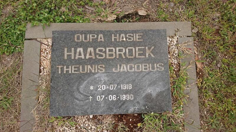 HAASBROEK Theunis Jacobus 1918-1990